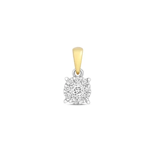 0.06ct Diamond Brilliant Illusion Pendant - 9ct Yellow Gold